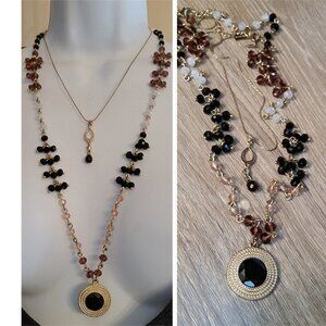 Curated lot bundle layered look 2 chain pendant necklaces Liz Claiborne and more